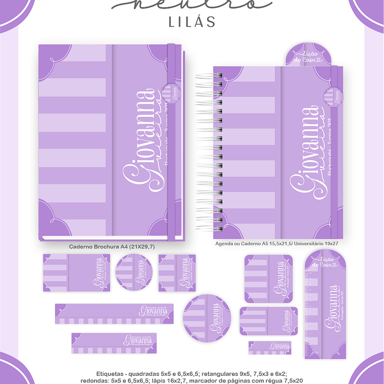 Arquivo Encadernação Escolar 2026 Neutro Lilás 2