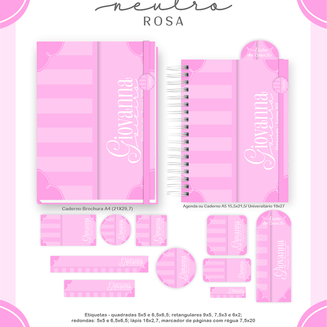 Arquivo Encadernação Escolar 2026 Neutro Rosa 2