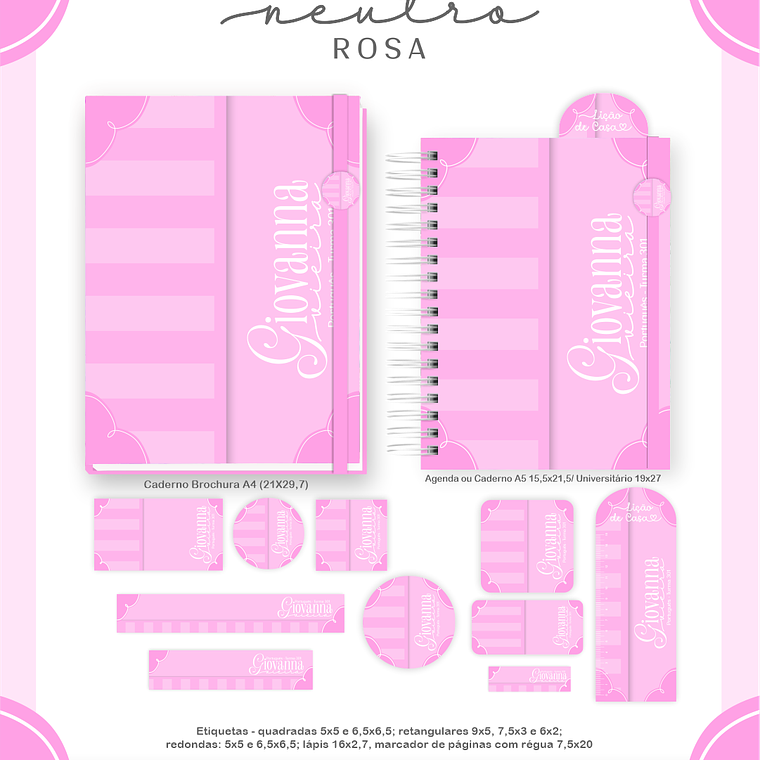 Arquivo Encadernação Escolar 2026 Neutro Rosa 2