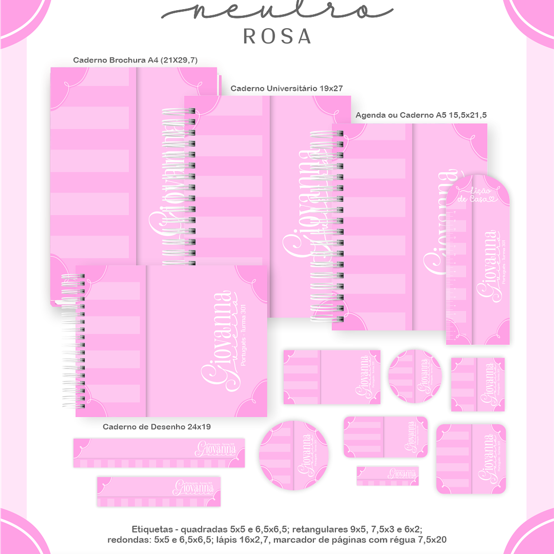Arquivo Encadernação Escolar 2026 Neutro Rosa 1