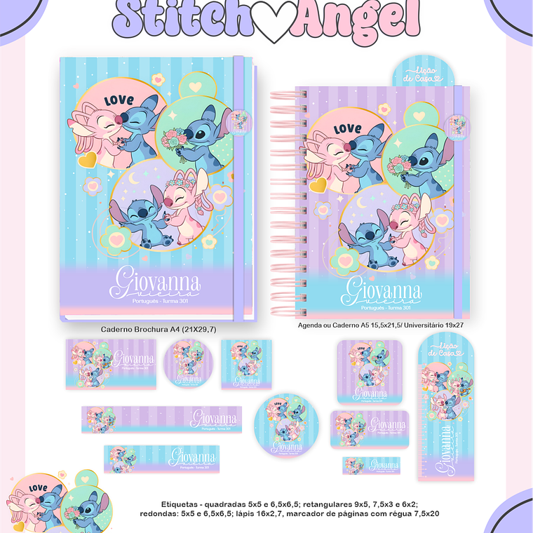 Arquivo Encadernação Escolar 2026 Stitch e Angel 2
