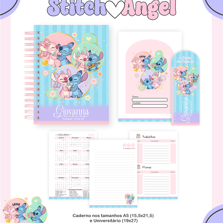 Arquivo Encadernação Escolar 2026 Stitch e Angel 5