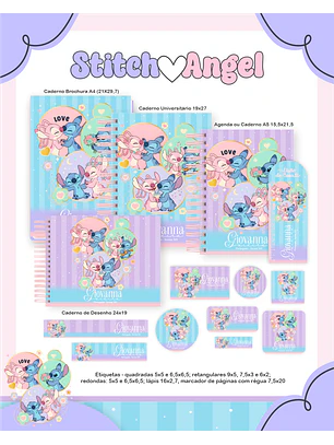 Arquivo Encadernação Escolar 2026 Stitch e Angel