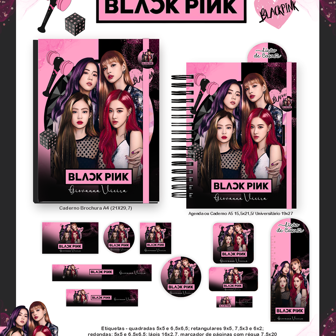 Arquivo Encadernação Escolar 2026 Black Pink 2