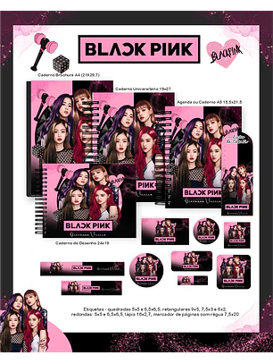 Arquivo Encadernação Escolar 2026 Black Pink