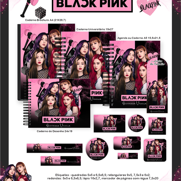 Arquivo Encadernação Escolar 2026 Black Pink 1