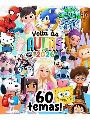Kit Digital para Etiquetas Escolares 60 TEMAS