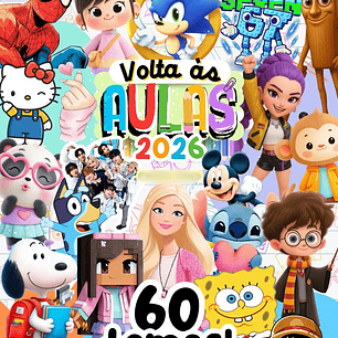 Kit Digital para Etiquetas Escolares 60 TEMAS