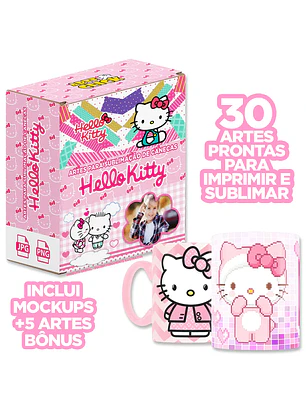 Pacotinho de Artes Hello Kitty para Sublimação de Canecas