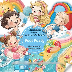 Arquivo Kit Digital Pool Party Aquarela