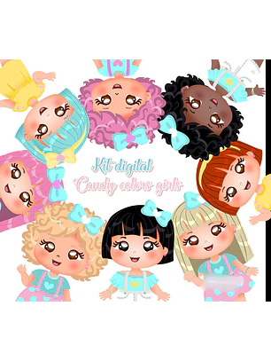 Kit Digital Candy Colors Girls