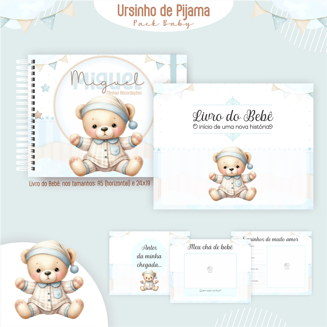 Arquivo Encadernação Baby Ursinho de Pijama 2