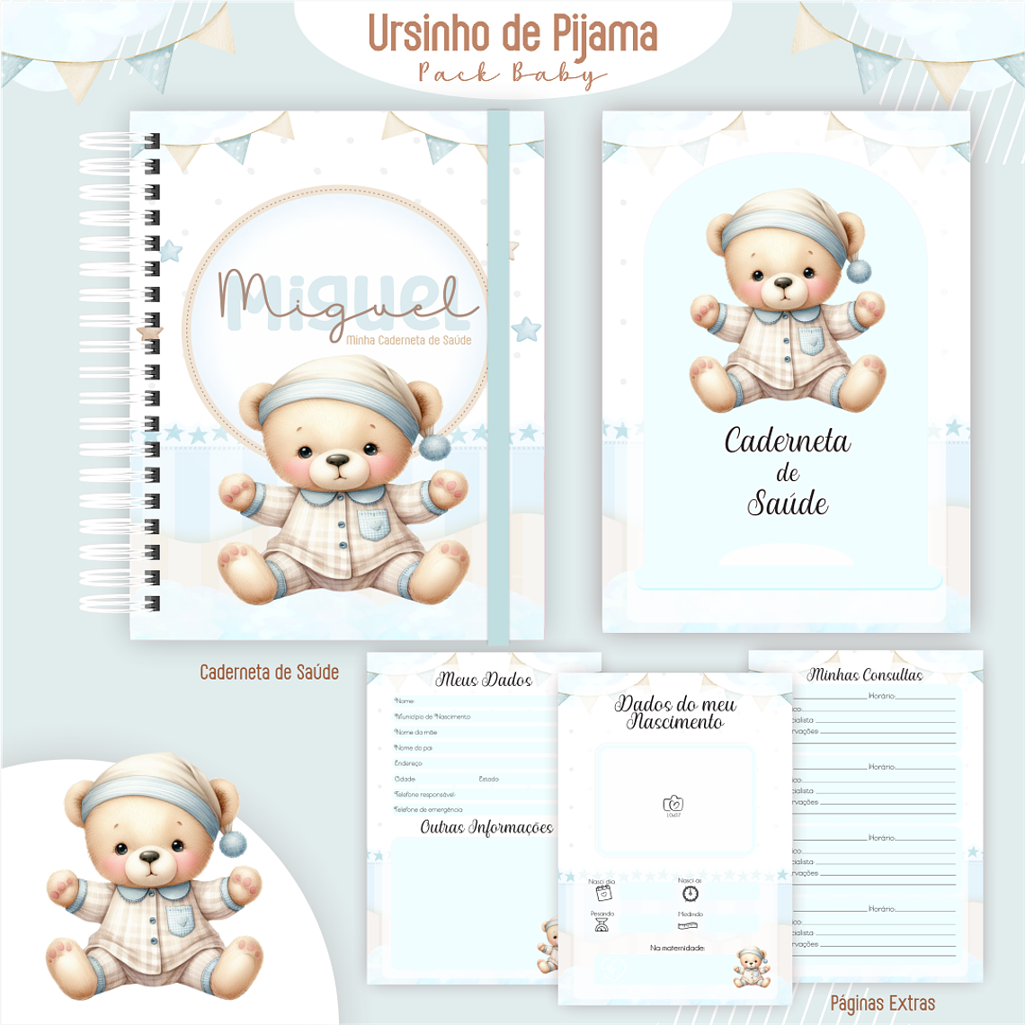 Arquivo Encadernação Baby Ursinho de Pijama 4