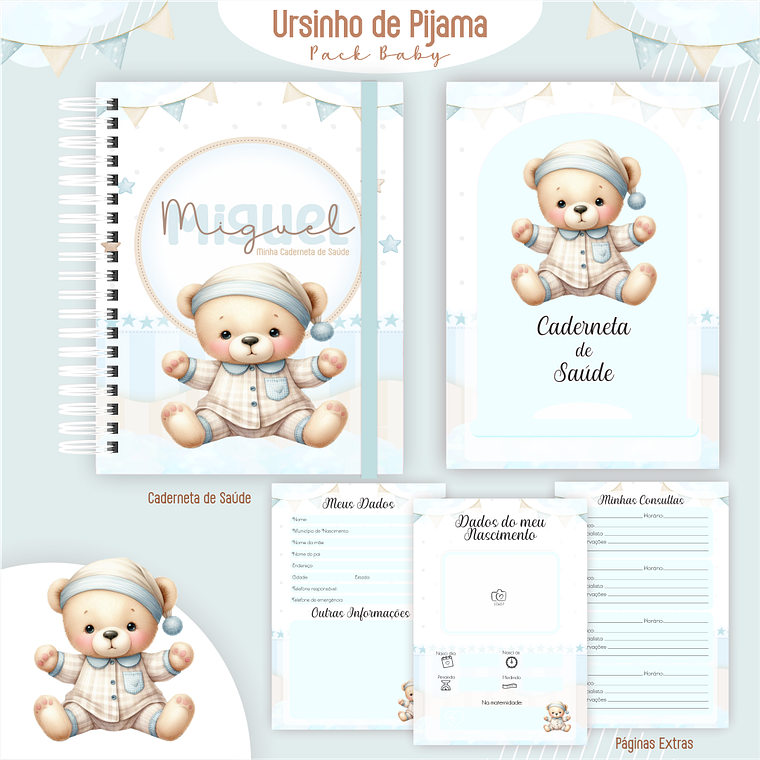 Arquivo Encadernação Baby Ursinho de Pijama 4