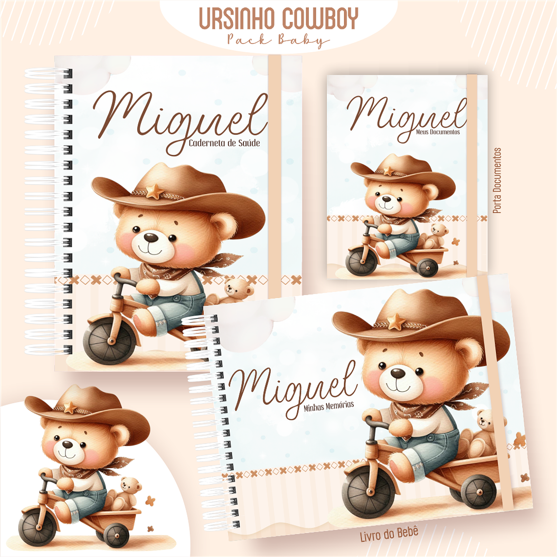 Arquivo Encadernação Baby Ursinho Cowboy 1