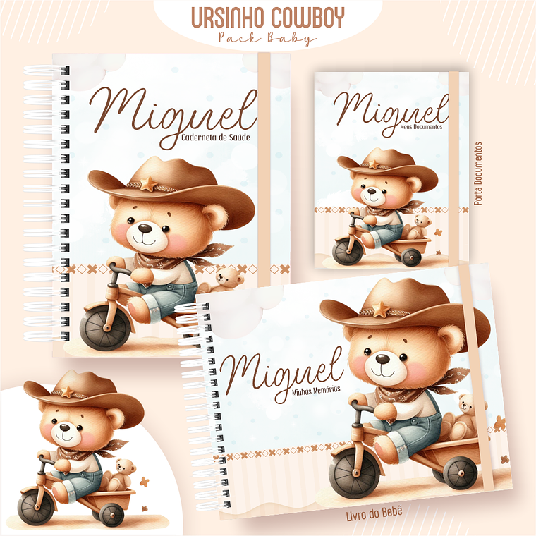 Arquivo Encadernação Baby Ursinho Cowboy 1