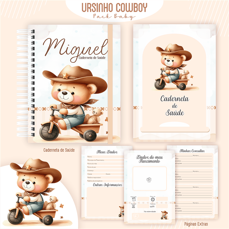 Arquivo Encadernação Baby Ursinho Cowboy 3