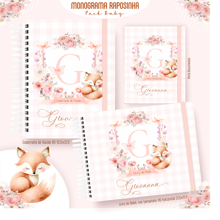 Arquivo Encadernação Baby Monograma Raposinha 1