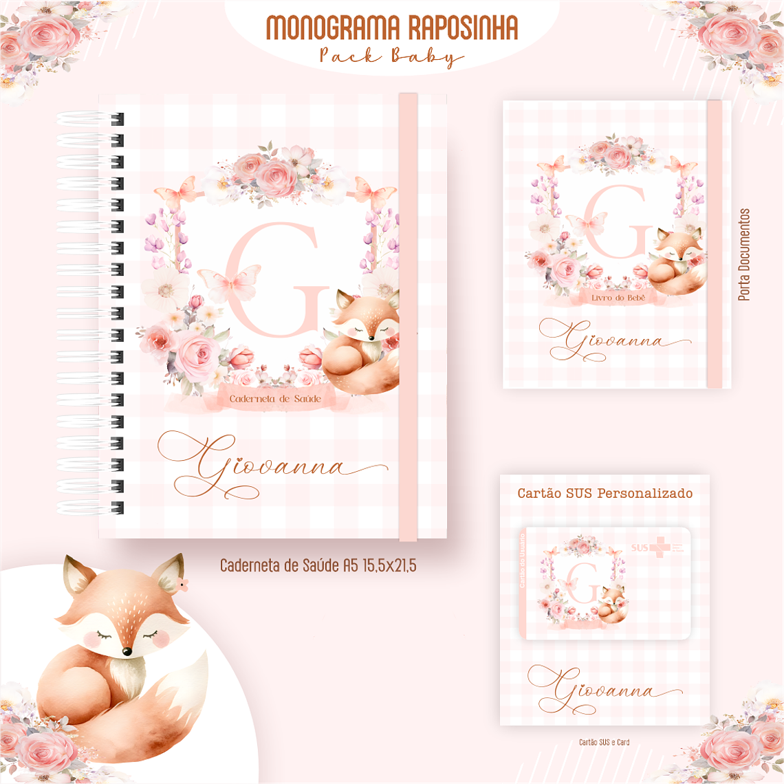 Arquivo Encadernação Baby Monograma Raposinha 2