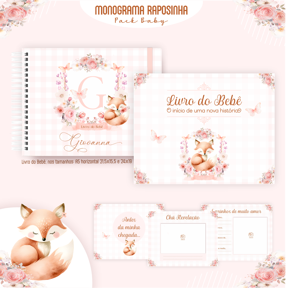 Arquivo Encadernação Baby Monograma Raposinha 3