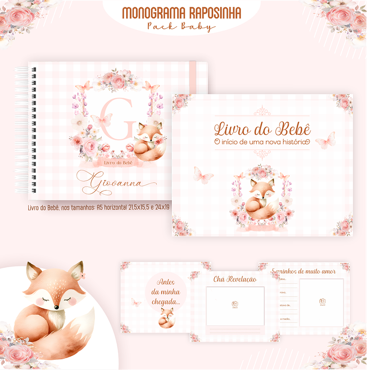 Arquivo Encadernação Baby Monograma Raposinha 3