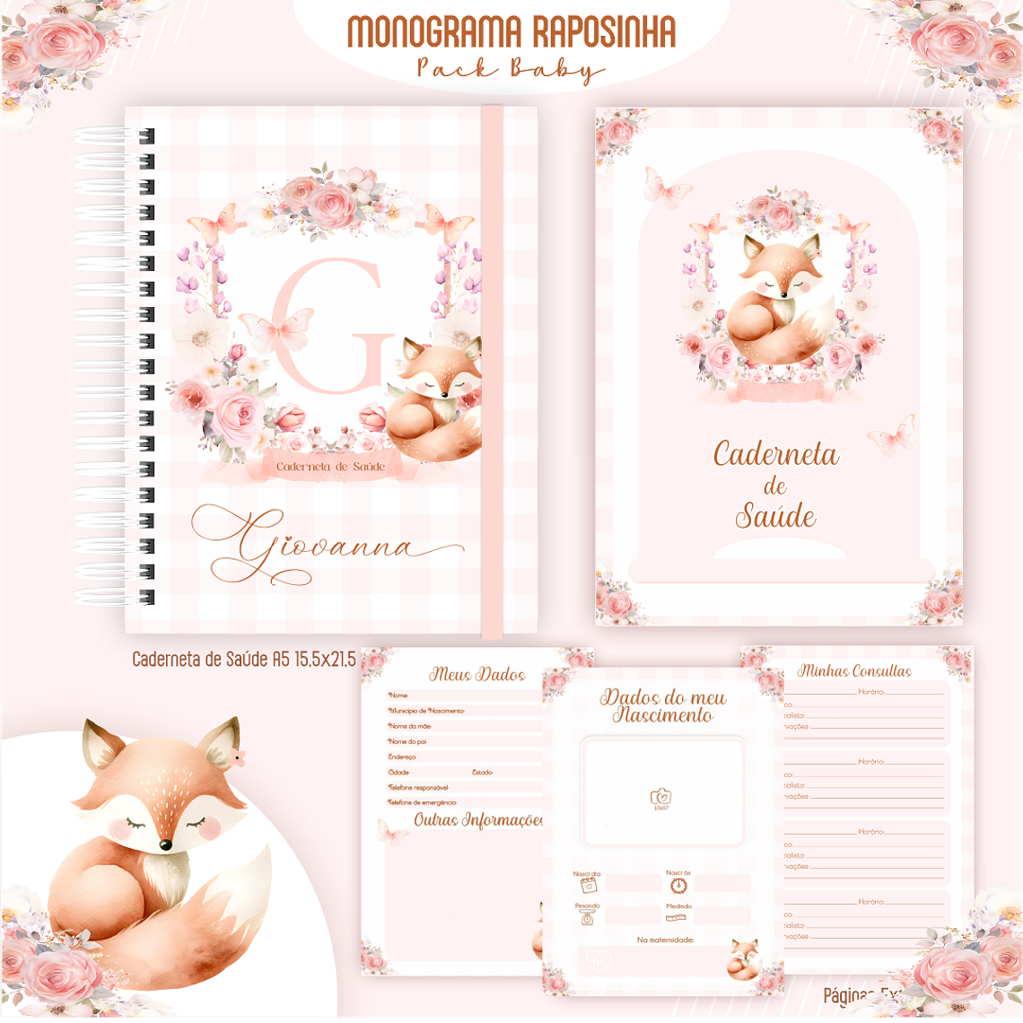 Arquivo Encadernação Baby Monograma Raposinha 4