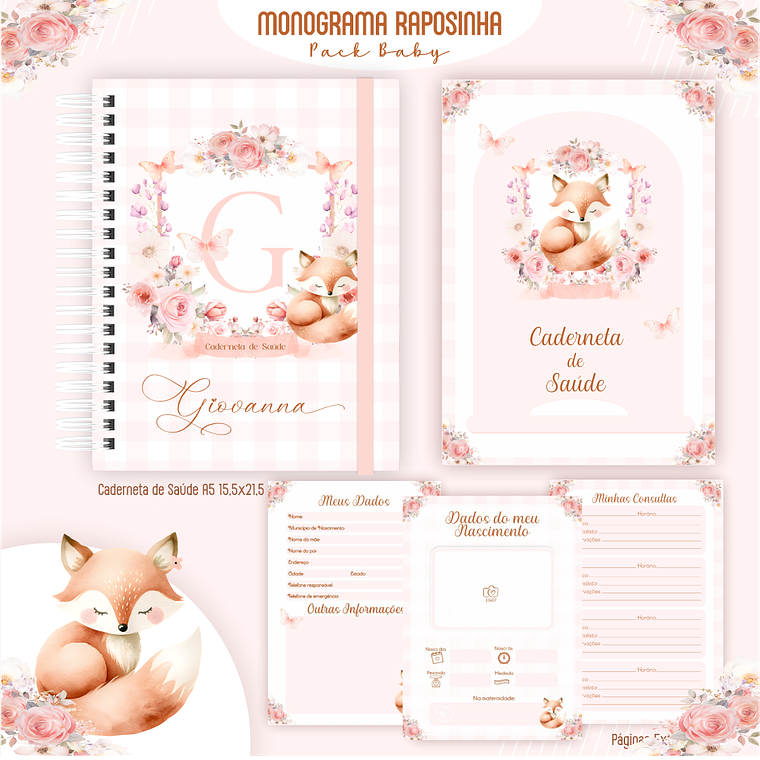 Arquivo Encadernação Baby Monograma Raposinha 4