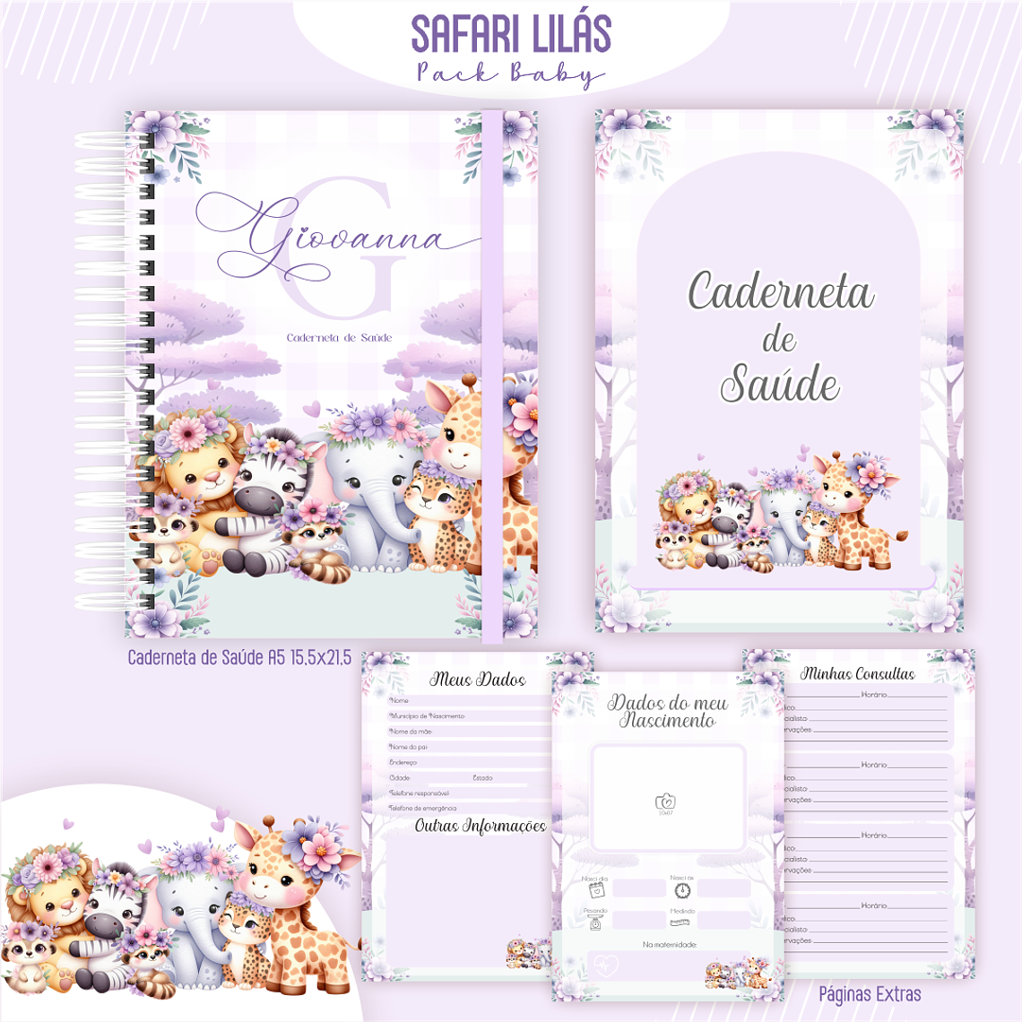Arquivo Encadernação Baby Safari Lilás 3