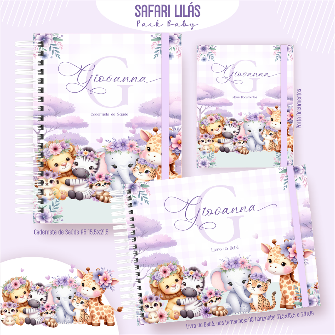 Arquivo Encadernação Baby Safari Lilás 1