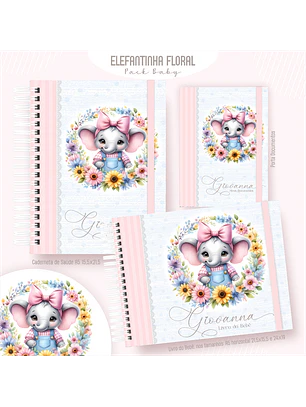 Arquivo Encadernação Baby Elefantinha Floral