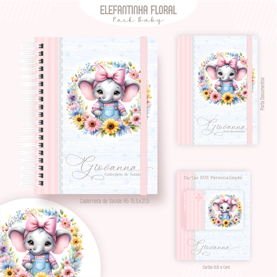 Arquivo Encadernação Baby Elefantinha Floral 3
