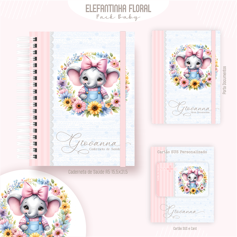 Arquivo Encadernação Baby Elefantinha Floral 3