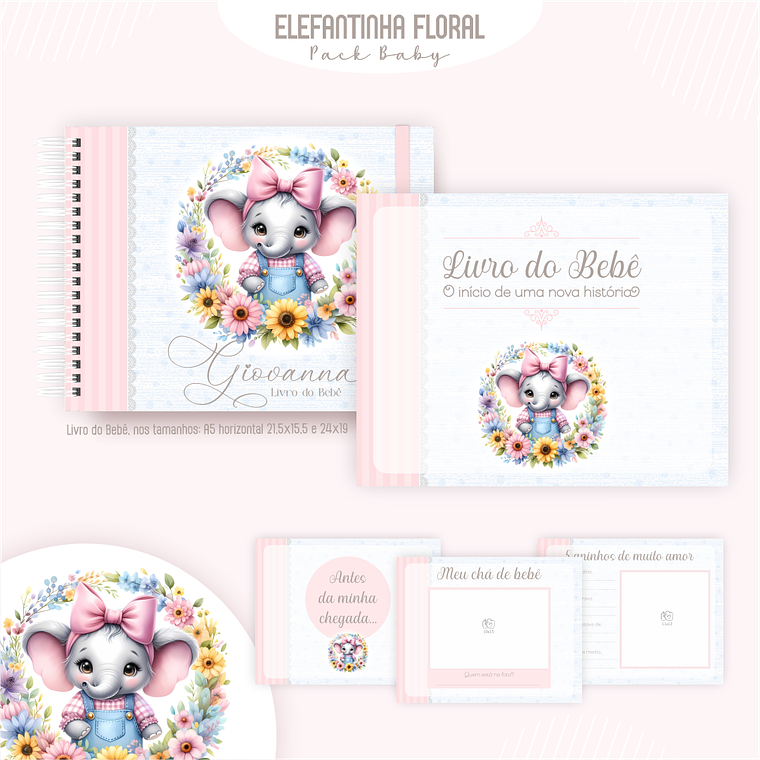 Arquivo Encadernação Baby Elefantinha Floral 4