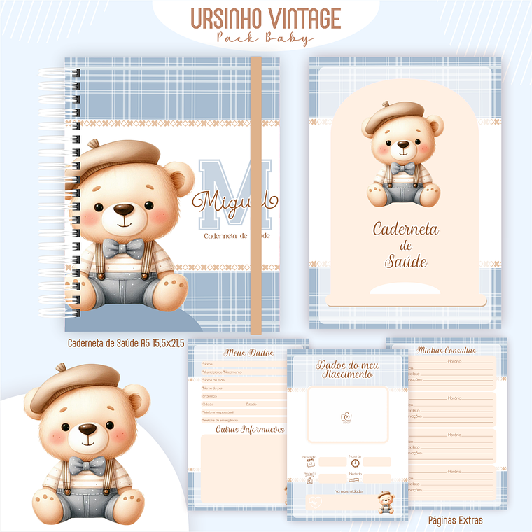 Arquivo Encadernação Baby Ursinho Vintage 2