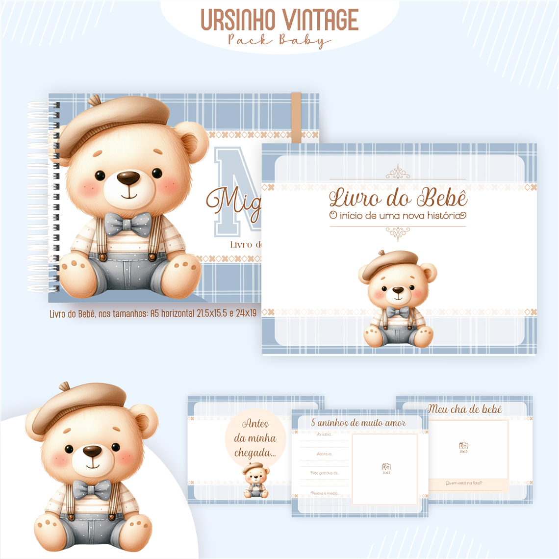 Arquivo Encadernação Baby Ursinho Vintage 3