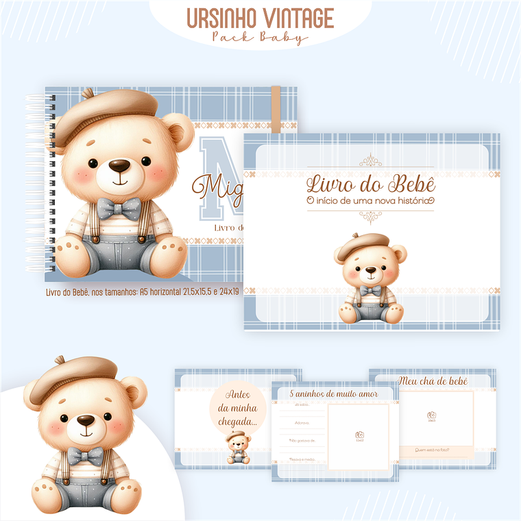Arquivo Encadernação Baby Ursinho Vintage 3