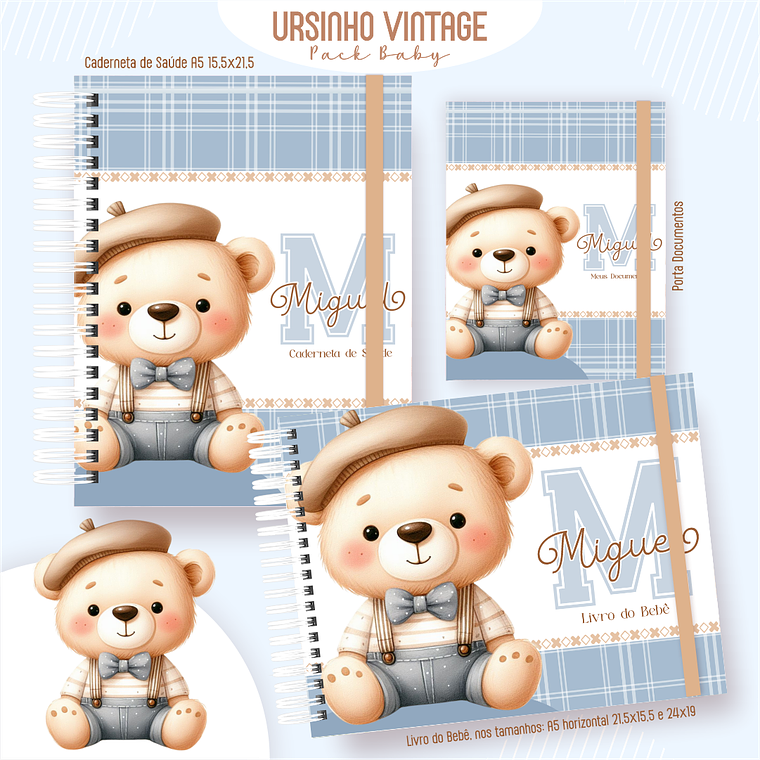 Arquivo Encadernação Baby Ursinho Vintage 1