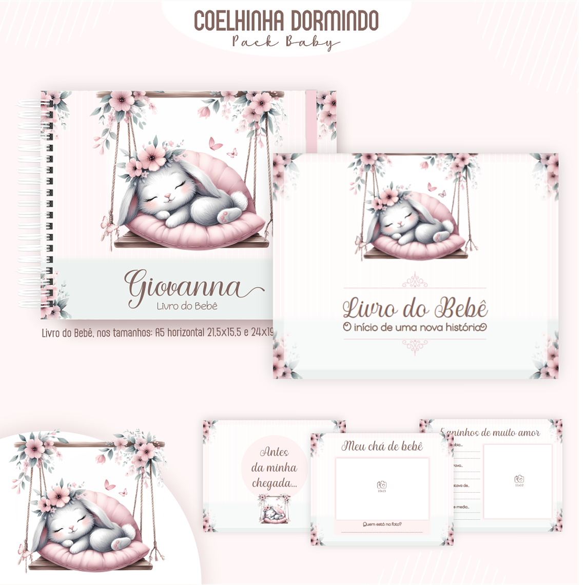 Arquivo Encadernação Baby Coelhinha Dormindo 2