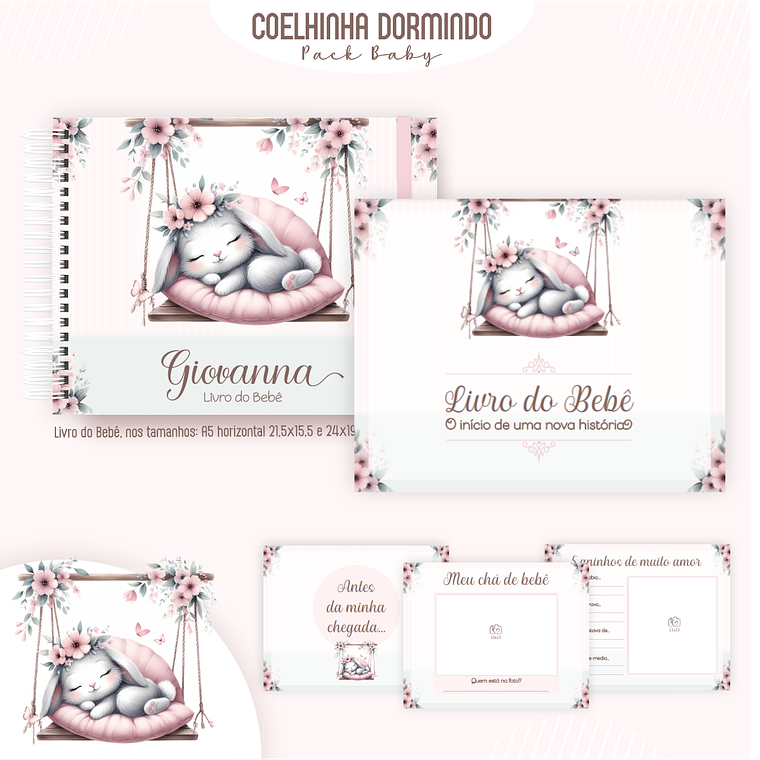 Arquivo Encadernação Baby Coelhinha Dormindo 2