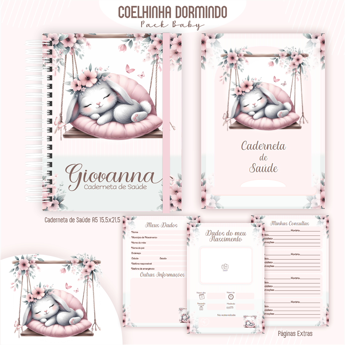 Arquivo Encadernação Baby Coelhinha Dormindo 4