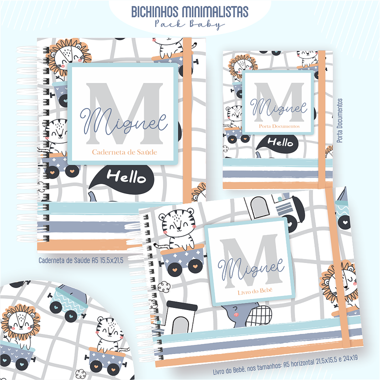 Arquivo Encadernação Baby Bichinhos Minimalistas 1