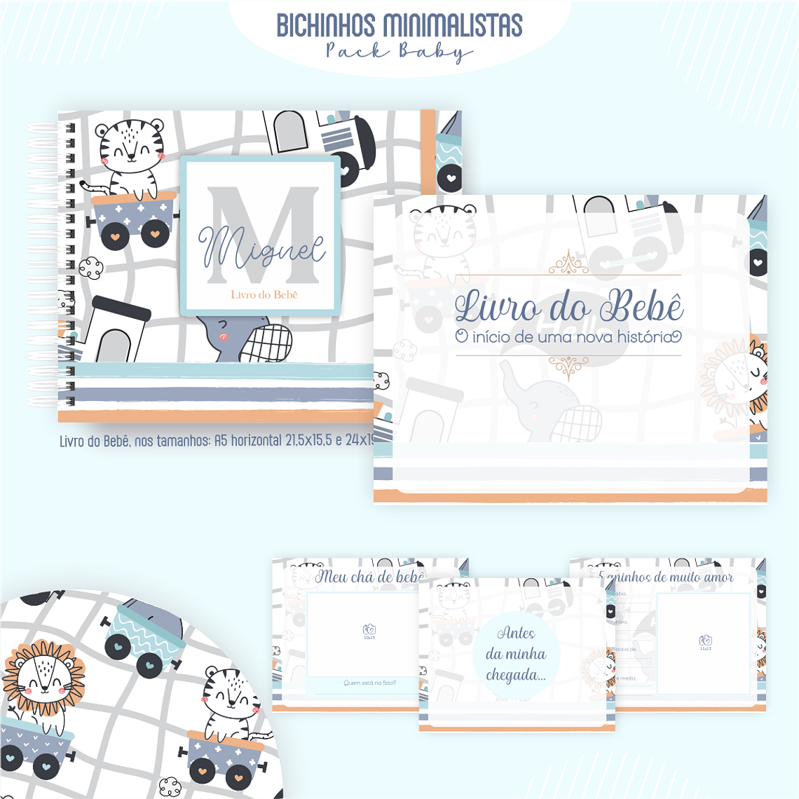 Arquivo Encadernação Baby Bichinhos Minimalistas 3