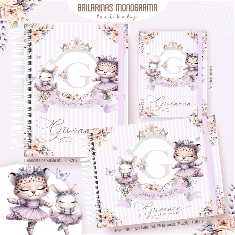 Arquivo Encadernação Baby Bailarinas Monograma 1