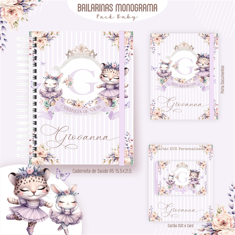 Arquivo Encadernação Baby Bailarinas Monograma 2