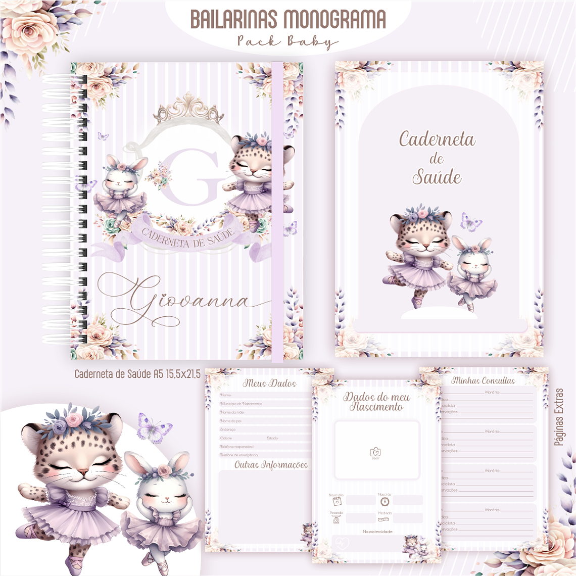 Arquivo Encadernação Baby Bailarinas Monograma 3