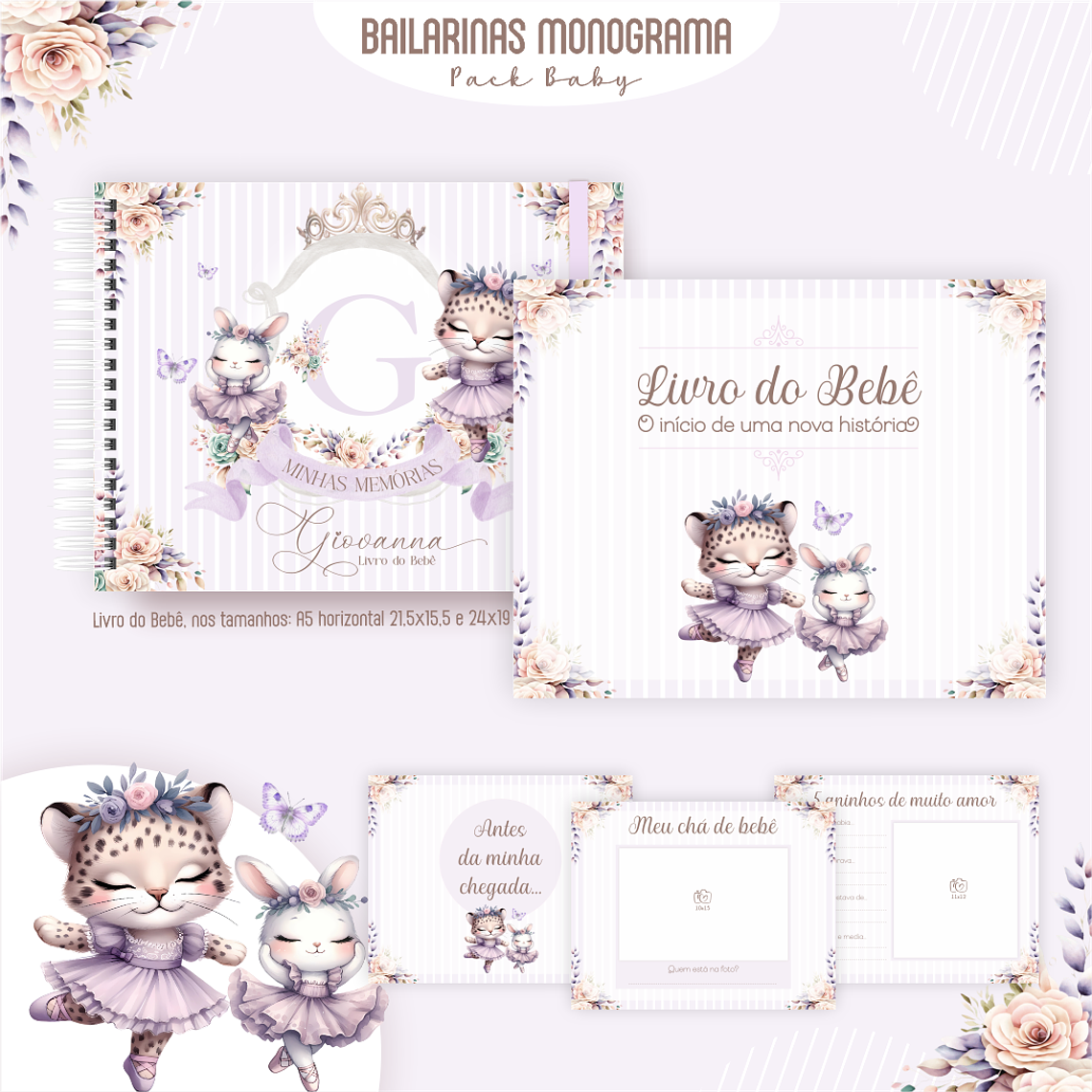 Arquivo Encadernação Baby Bailarinas Monograma 4