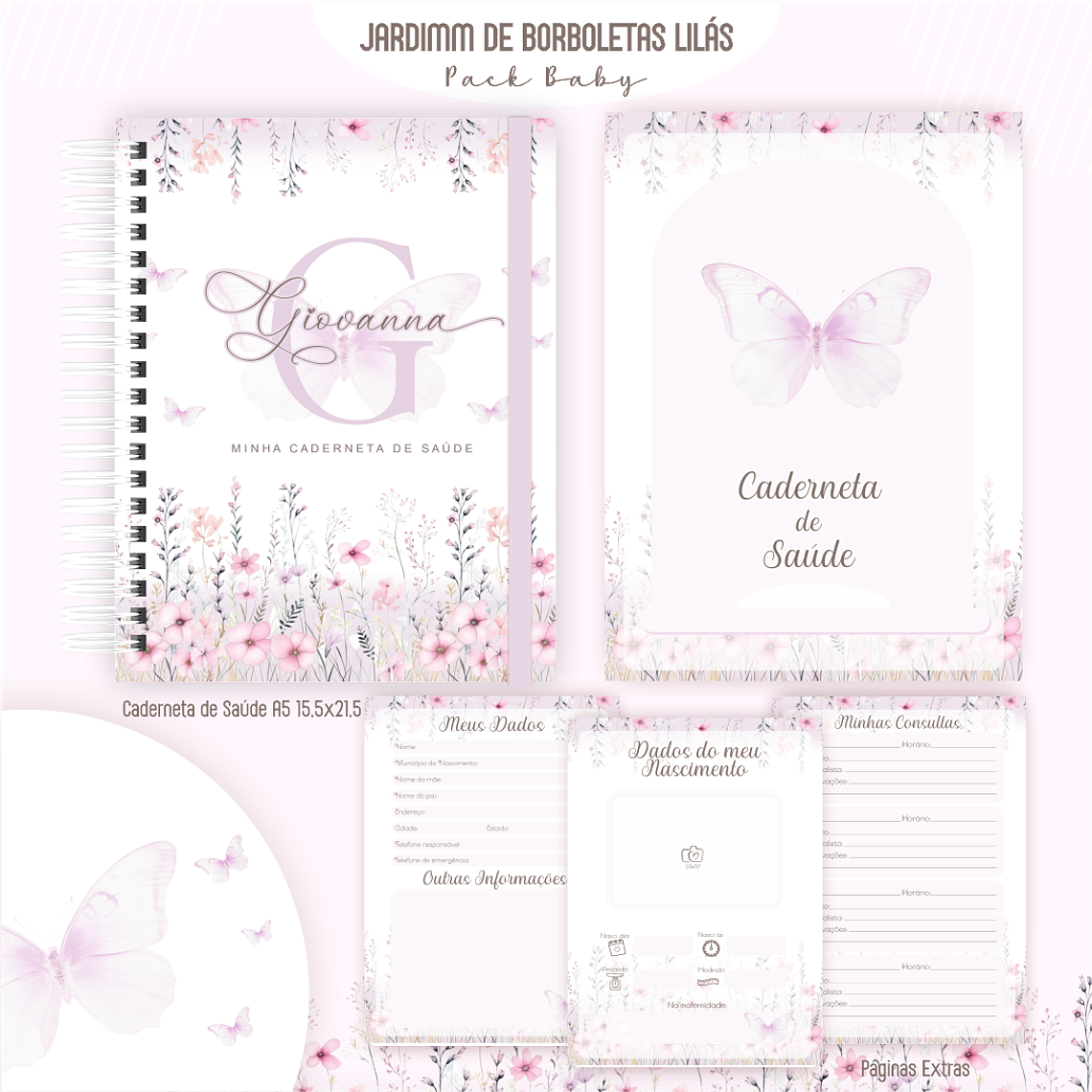 Arquivo Encadernação Baby Jardim de Borboletas Lilás 3