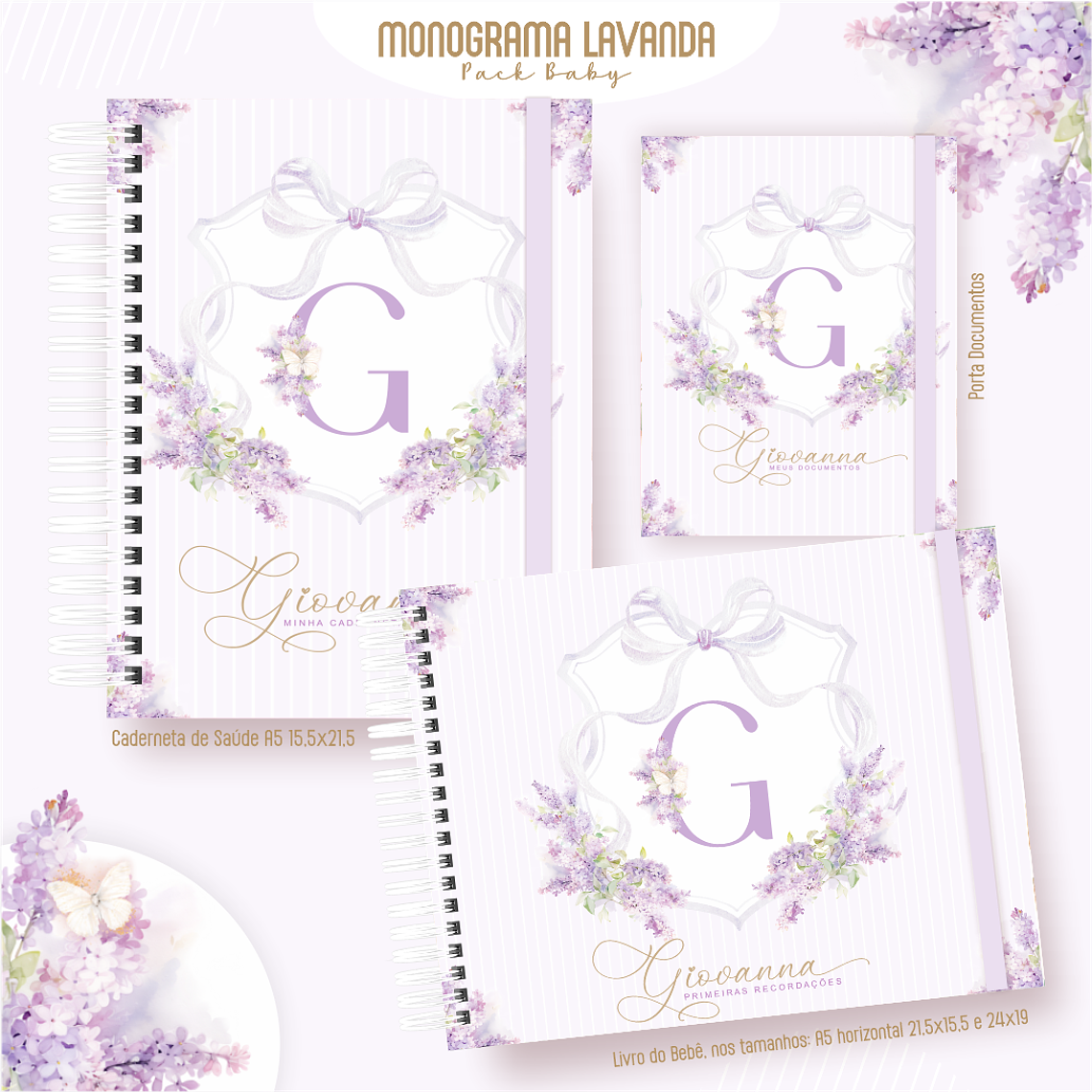 Arquivo Encadernação Baby Monograma Lavanda 1