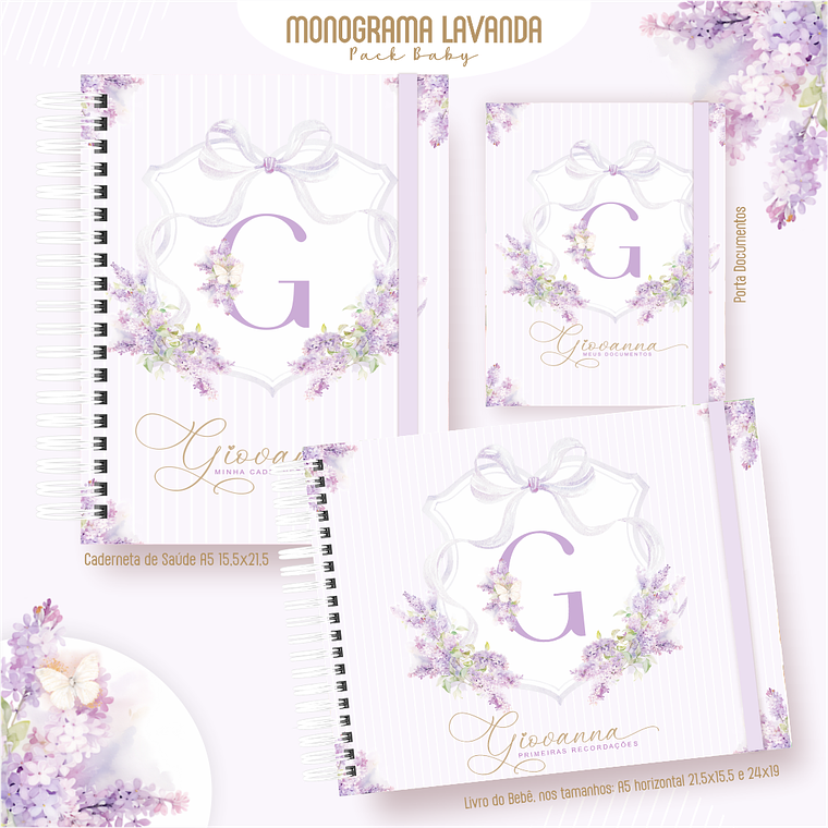 Arquivo Encadernação Baby Monograma Lavanda 1