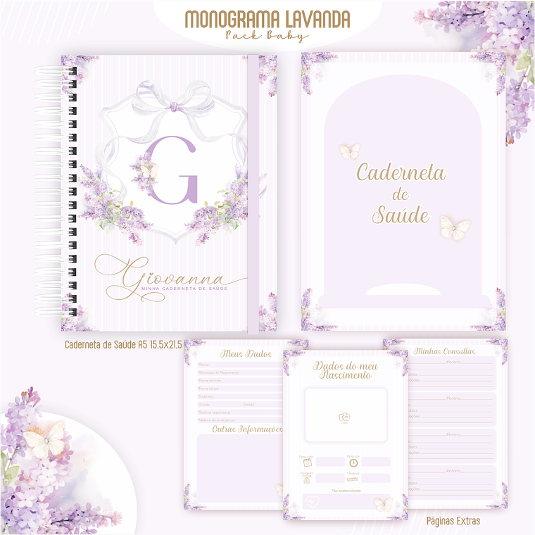 Arquivo Encadernação Baby Monograma Lavanda 2
